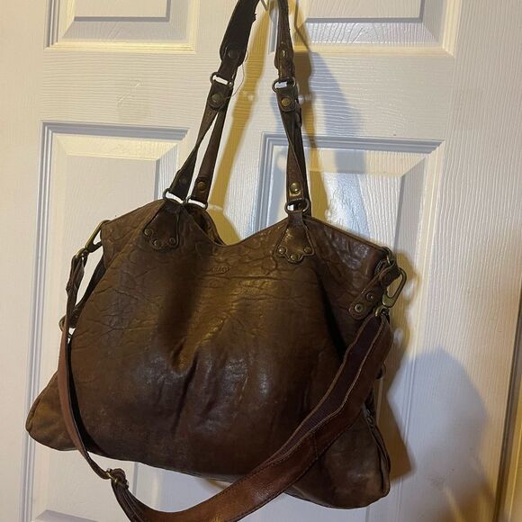 ABACO made in France rustic lBrown Leather Medium Satchel/Shoulder Bag - Picture 6 of 14